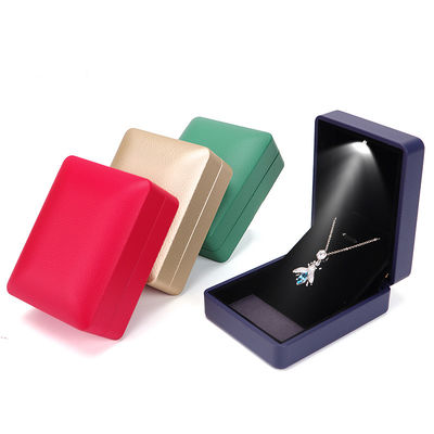 Bao bì đồ trang sức Hồng Hồng vàng da LED hộp nhẫn với Silk Screen in và ánh sáng