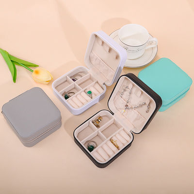 Mua Hộp đồ trang sức da PU hiệu ứng nổi, Zipper Travel Jewelry Case Multi Function online manufacture