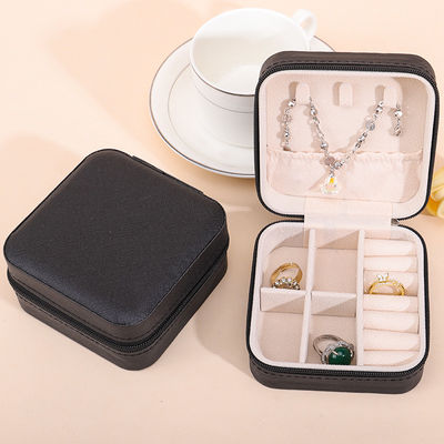 Hộp đồ trang sức da PU hiệu ứng nổi, Zipper Travel Jewelry Case Multi Function