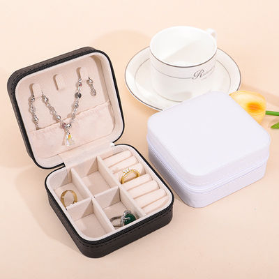 Hộp đồ trang sức da PU hiệu ứng nổi, Zipper Travel Jewelry Case Multi Function