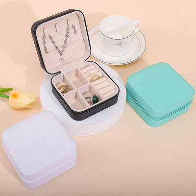 Hộp đồ trang sức da PU hiệu ứng nổi, Zipper Travel Jewelry Case Multi Function