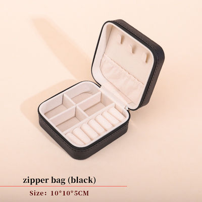Hộp đồ trang sức da PU hiệu ứng nổi, Zipper Travel Jewelry Case Multi Function
