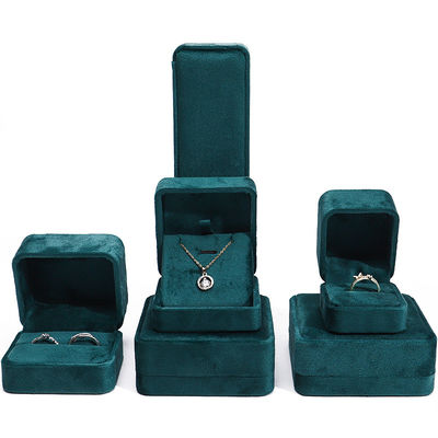 Bao bì đồ trang sức sang trọng Hộp cao cấp hình vuông màu xanh đậm Velvet Box đồ trang sức