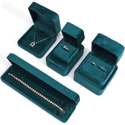 Bao bì đồ trang sức sang trọng Hộp cao cấp hình vuông màu xanh đậm Velvet Box đồ trang sức