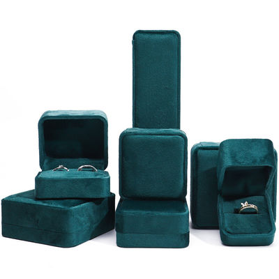 Bao bì đồ trang sức sang trọng Hộp cao cấp hình vuông màu xanh đậm Velvet Box đồ trang sức