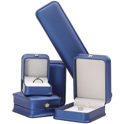 Gói đồ trang sức mới nhất Blue Leather Crown Jewelry Box for Bracelet Pendant Necklace Ring