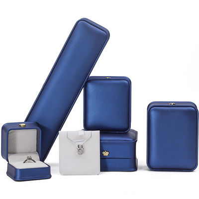Gói đồ trang sức mới nhất Blue Leather Crown Jewelry Box for Bracelet Pendant Necklace Ring