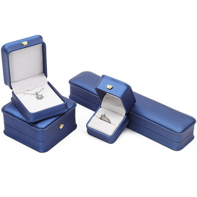 Gói đồ trang sức mới nhất Blue Leather Crown Jewelry Box for Bracelet Pendant Necklace Ring