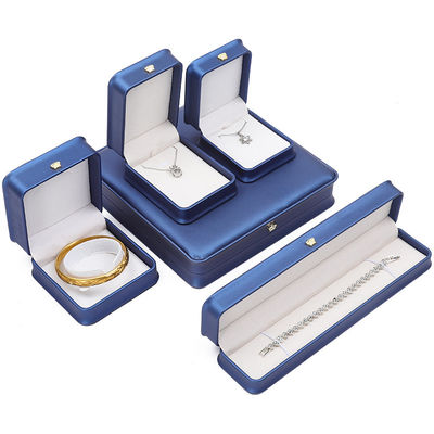 Gói đồ trang sức mới nhất Blue Leather Crown Jewelry Box for Bracelet Pendant Necklace Ring