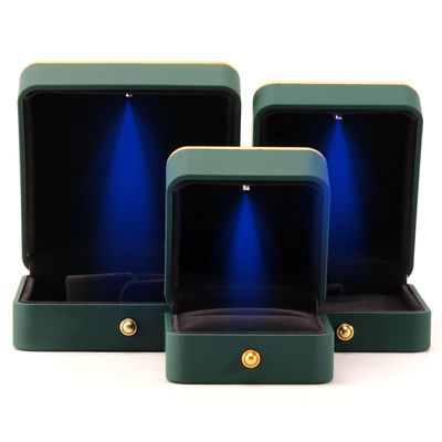 Hộp trang sức LED màu xanh lá cây vuông cho bao bì cổ và nhẫn sang trọng