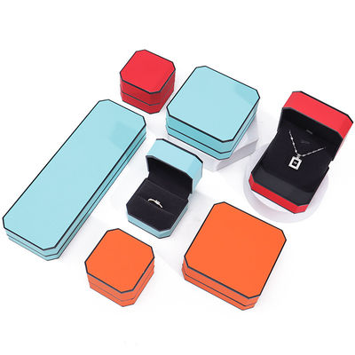 Black Border Octagonal Sleek PU Da đồ trang sức hộp đóng gói cho lưu trữ sang trọng