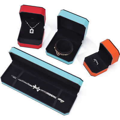 Black Border Octagonal Sleek PU Da đồ trang sức hộp đóng gói cho lưu trữ sang trọng