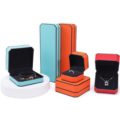 Black Border Octagonal Sleek PU Da đồ trang sức hộp đóng gói cho lưu trữ sang trọng