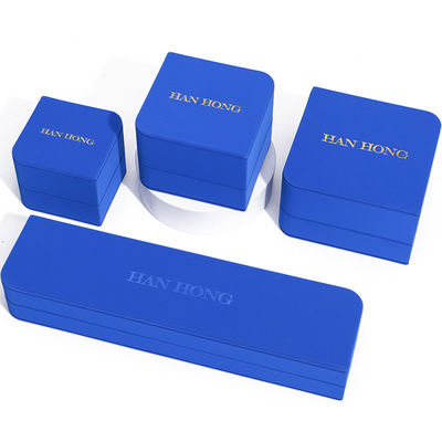 Hình chữ nhật hộp đồ trang sức da màu xanh dương để tùy chỉnh kích thước vòng tai vòng tay vòng cổ