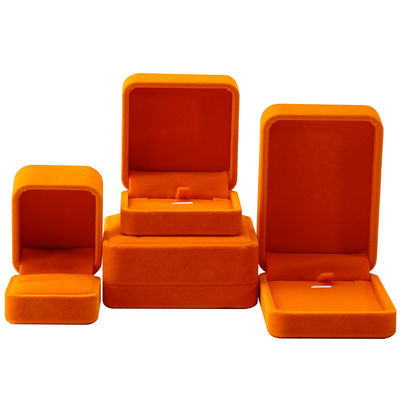 Phụ kiện bán buôn sản xuất hign cuối đồ trang sức hộp đóng gói logo tùy chỉnh cá nhân vòng đeo cổ áo đeo tai nhẫn vòng đóng gói nhung màu cam hộp trang sức