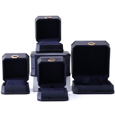 11*11*6cm hộp đồ trang sức da Hanhong Quảng trường vòng cổ hộp nhẫn với kim loại xanh sang trọng