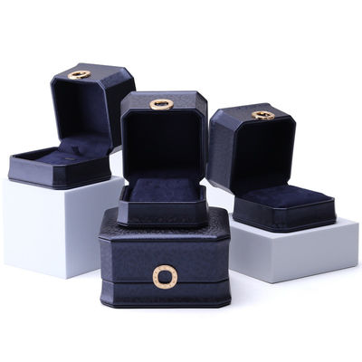 11*11*6cm hộp đồ trang sức da Hanhong Quảng trường vòng cổ hộp nhẫn với kim loại xanh sang trọng