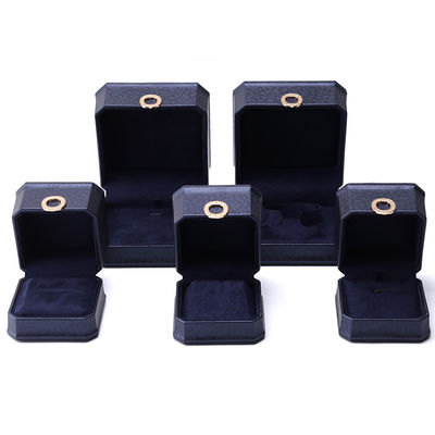 11*11*6cm hộp đồ trang sức da Hanhong Quảng trường vòng cổ hộp nhẫn với kim loại xanh sang trọng