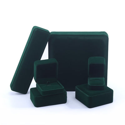 Trung Quốc Sản xuất bán buôn cao cấp hộp vòng cổ thủ công hộp đồ trang sức bao bì logo tùy chỉnh Luxury Square Suede Velvet Dark Green Jewelry Box