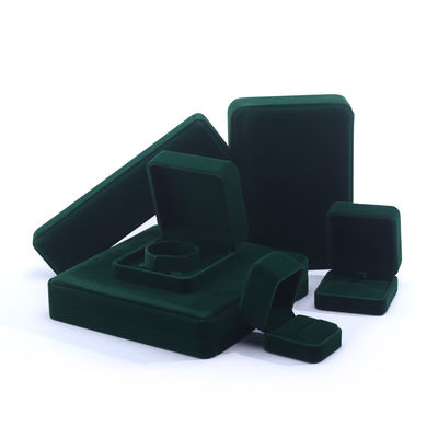 Trung Quốc Sản xuất bán buôn cao cấp hộp vòng cổ thủ công hộp đồ trang sức bao bì logo tùy chỉnh Luxury Square Suede Velvet Dark Green Jewelry Box