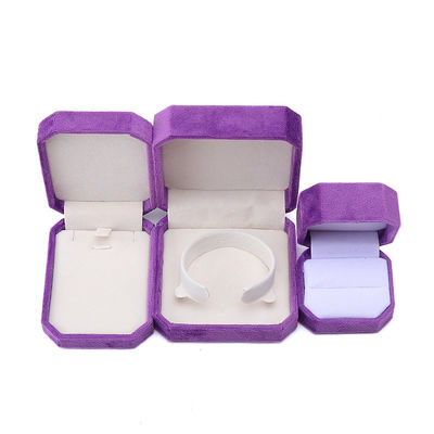 Bao bì đồ trang sức tùy chỉnh hình chữ nhật màu tím Flannelette Box cho vòng đeo cổ vòng đeo tay