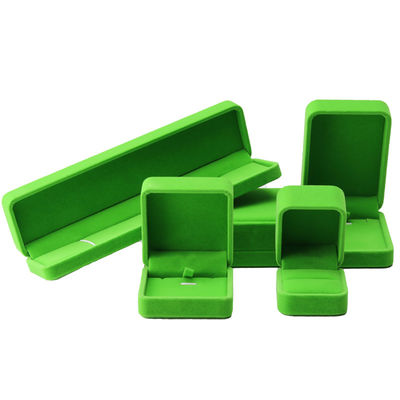 Trung Quốc Sản xuất bán buôn cao cấp Xách dây chuyền đeo cổ tay hộp đồ trang sức Bao bì Logo tùy chỉnh Phố sang trọng Suede Velvet màu xanh lá cây màu sáng Hộp đồ trang sức