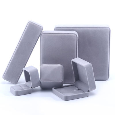 Tự chỉnh kích thước hộp đồ trang sức nhung màu xám cho dây chuyền dây chuyền dây chuyền đeo tay đeo tay