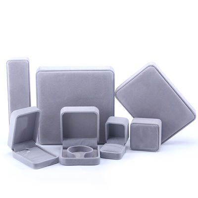 Tự chỉnh kích thước hộp đồ trang sức nhung màu xám cho dây chuyền dây chuyền dây chuyền đeo tay đeo tay