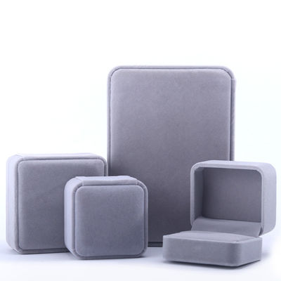 Hộp đựng trang sức nhung xám kích thước tùy chỉnh để đóng gói vòng cổ, nhẫn, bông tai, vòng tay