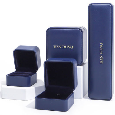 Dark Blue Round Corner PU Da đồ trang sức Set Box Xưởng đồ trang sức cao cấp