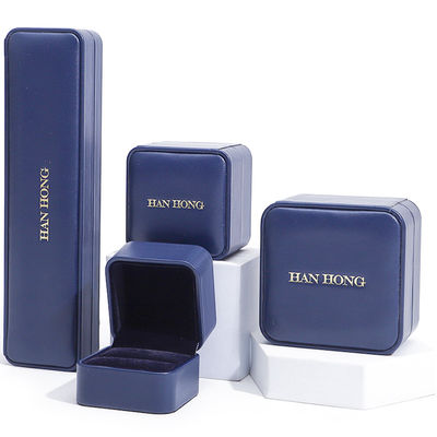 Dark Blue Round Corner PU Da đồ trang sức Set Box Xưởng đồ trang sức cao cấp