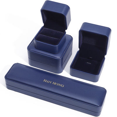 Dark Blue Round Corner PU Da đồ trang sức Set Box Xưởng đồ trang sức cao cấp
