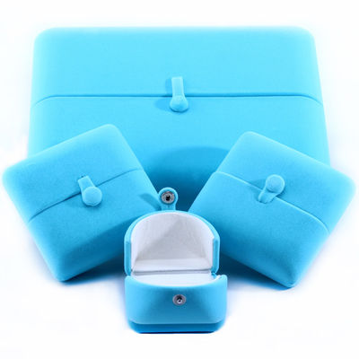 Sky Blue Velvet Hanhong Logo tùy chỉnh đồ trang sức bao bì hộp cho vòng đeo tay tai cúp quà