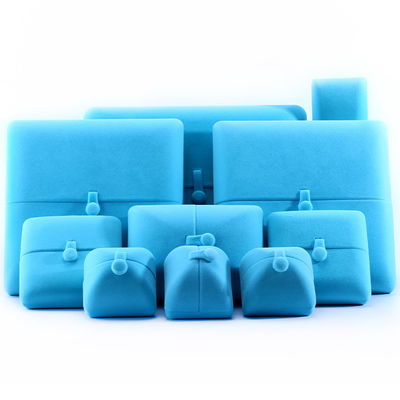 Sky Blue Velvet Hanhong Logo tùy chỉnh đồ trang sức bao bì hộp cho vòng đeo tay tai cúp quà