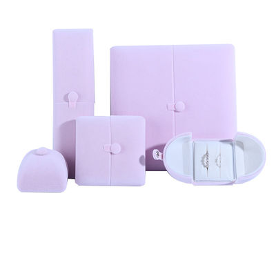 Velvet Hanhong Logo tùy chỉnh hộp đóng gói đồ trang sức cho vòng đeo tai sang trọng màu hồng