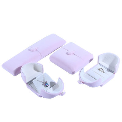 Velvet Hanhong Logo tùy chỉnh hộp đóng gói đồ trang sức cho vòng đeo tai sang trọng màu hồng