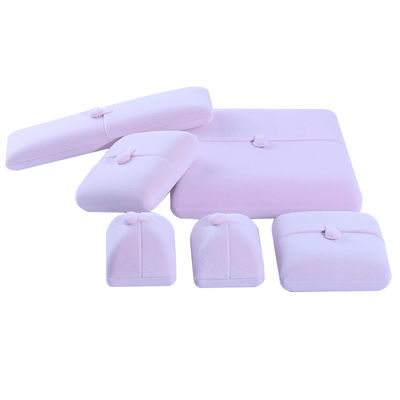 Velvet Hanhong Logo tùy chỉnh hộp đóng gói đồ trang sức cho vòng đeo tai sang trọng màu hồng