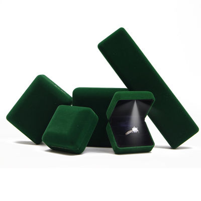 Green Jewelry Box Custom LED Velvet Jewelry Package với hộp nhẫn sang trọng và tùy chỉnh