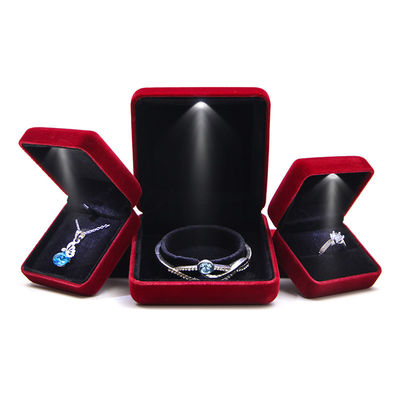 Green Jewelry Box Custom LED Velvet Jewelry Package với hộp nhẫn sang trọng và tùy chỉnh