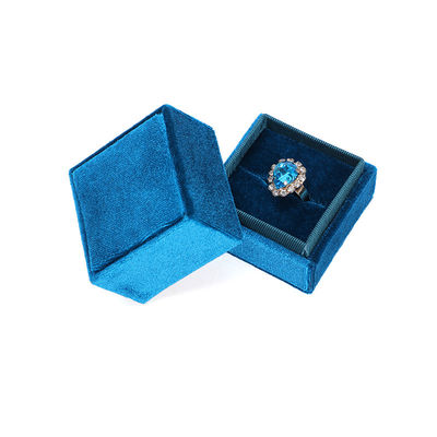 Light Blue Square Ring Storage Box cho tùy chỉnh kích thước Velvet trang sức hiển thị