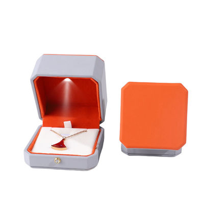 Bao bì đồ trang sức sang trọng Hanhong Custom Gray Leather Box cho nhẫn và dây chuyền
