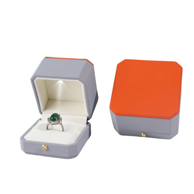 Bao bì đồ trang sức sang trọng Hanhong Custom Gray Leather Box cho nhẫn và dây chuyền