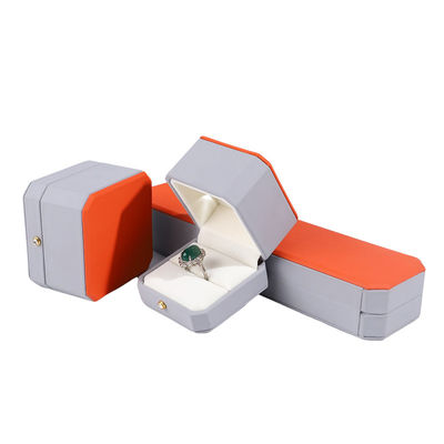 Bao bì đồ trang sức sang trọng Hanhong Custom Gray Leather Box cho nhẫn và dây chuyền