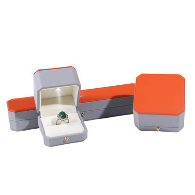 Bao bì đồ trang sức sang trọng Hanhong Custom Gray Leather Box cho nhẫn và dây chuyền