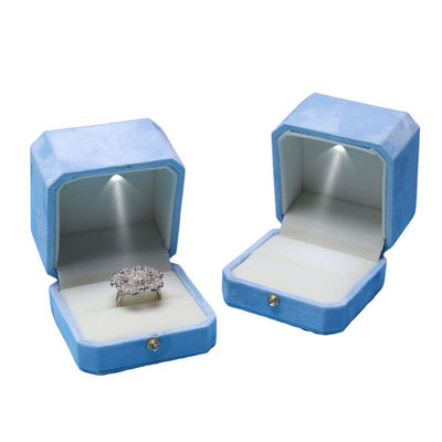 Blue Velvet Octogonal LED Box Perfumery Hộp đồ trang sức giải pháp tùy chỉnh của màn hình Hanhong cho bao bì