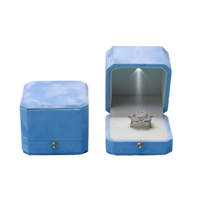 Blue Velvet Octogonal LED Box Perfumery Hộp đồ trang sức giải pháp tùy chỉnh của màn hình Hanhong cho bao bì