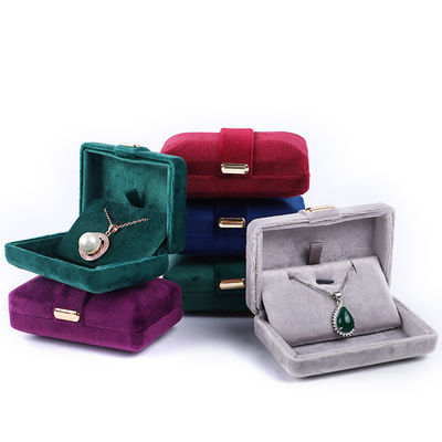 Velvet Hanhong Custom Logo Chiếc hộp trang sức xanh sang trọng cho vòng đeo tai Vòng đeo cổ