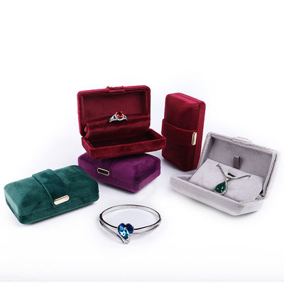Velvet Hanhong Custom Logo Chiếc hộp trang sức xanh sang trọng cho vòng đeo tai Vòng đeo cổ