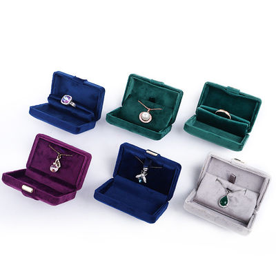 Velvet Hanhong Custom Logo Chiếc hộp trang sức xanh sang trọng cho vòng đeo tai Vòng đeo cổ