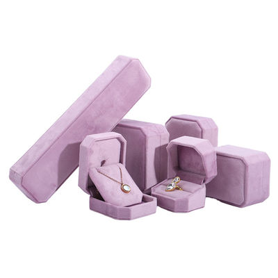 Hộp đồ trang sức nhung logo tùy chỉnh cho vòng bao bì vòng đeo cổ màu hồng Hanhong